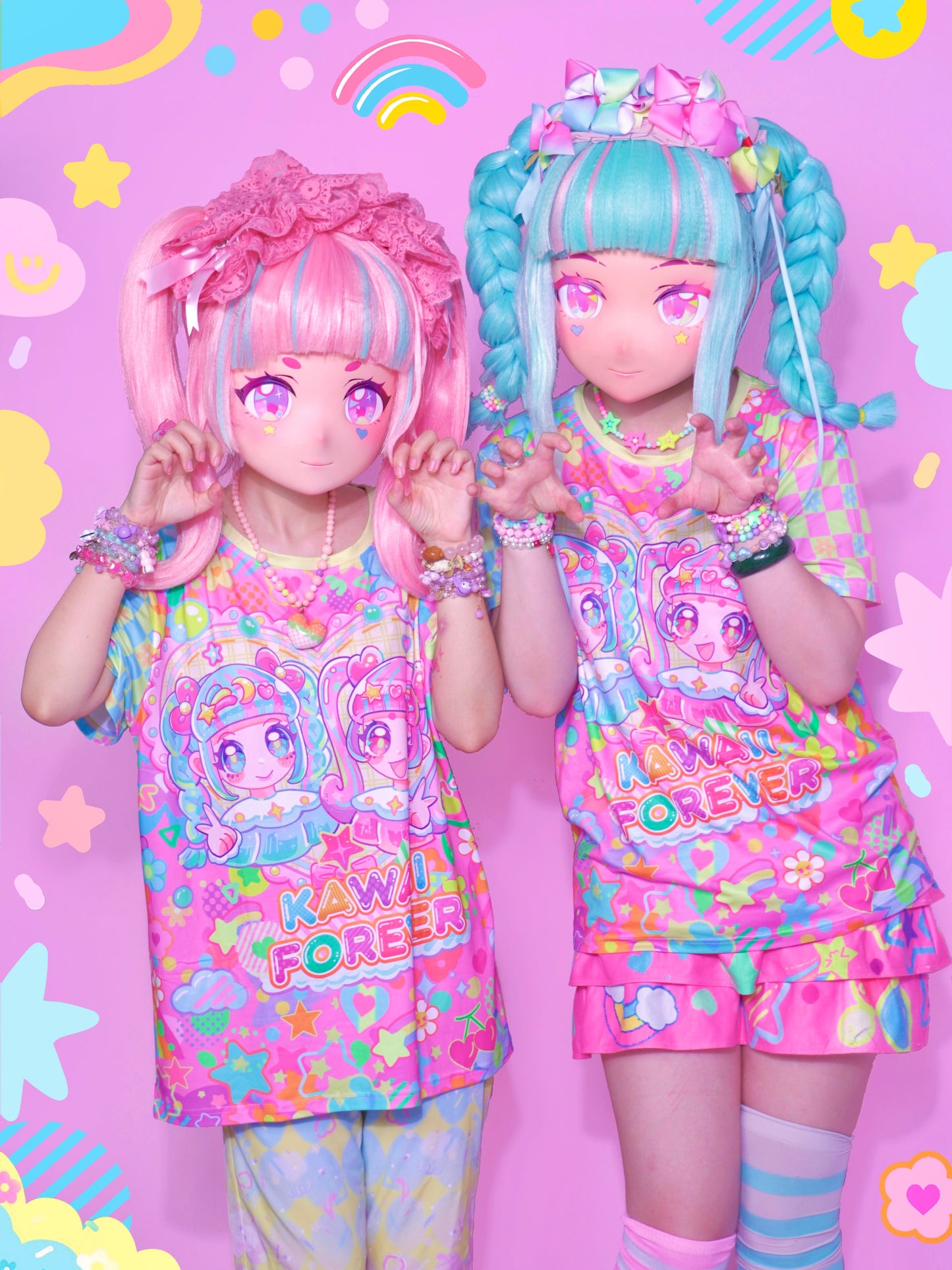 Decora Kei Graphic T-Shirt – Pink Heart Print tshirt Dream Bubble