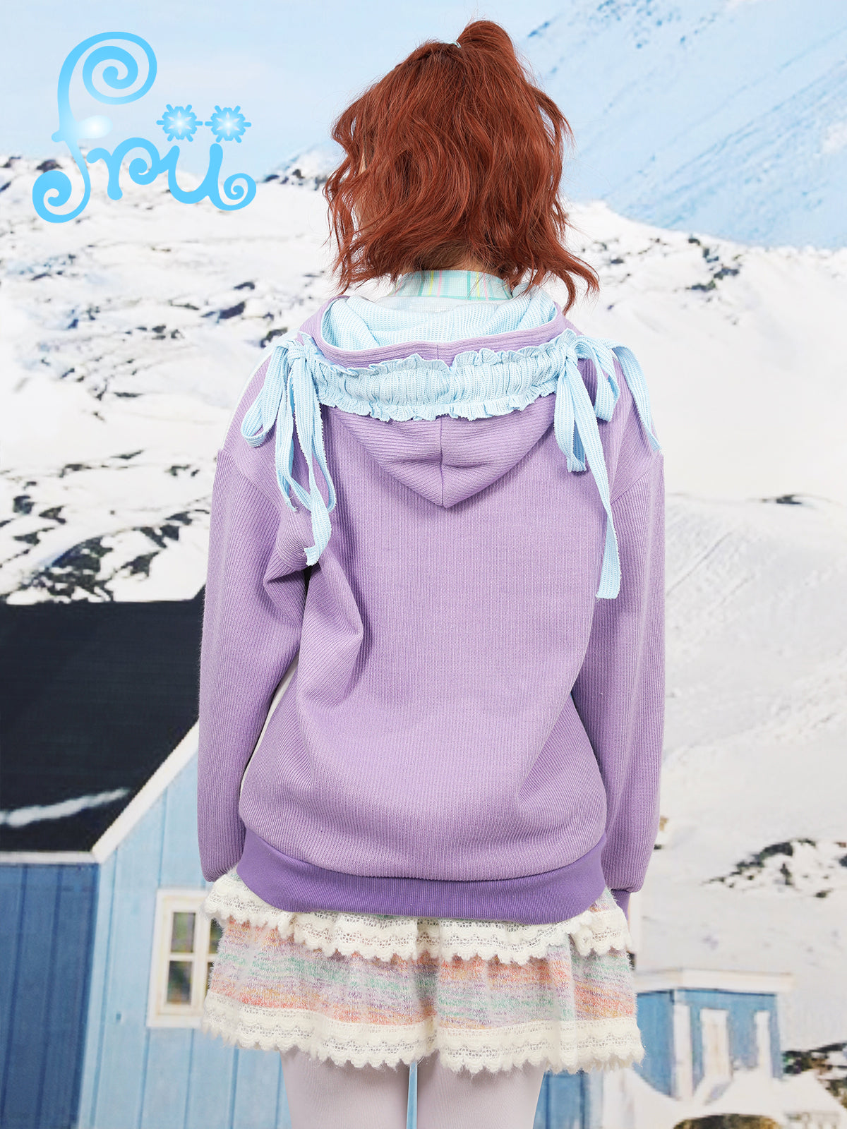 frufru Hoodie with Dog Print | Harajuku Loose Fit Colorblock Pullover hoodie frufru