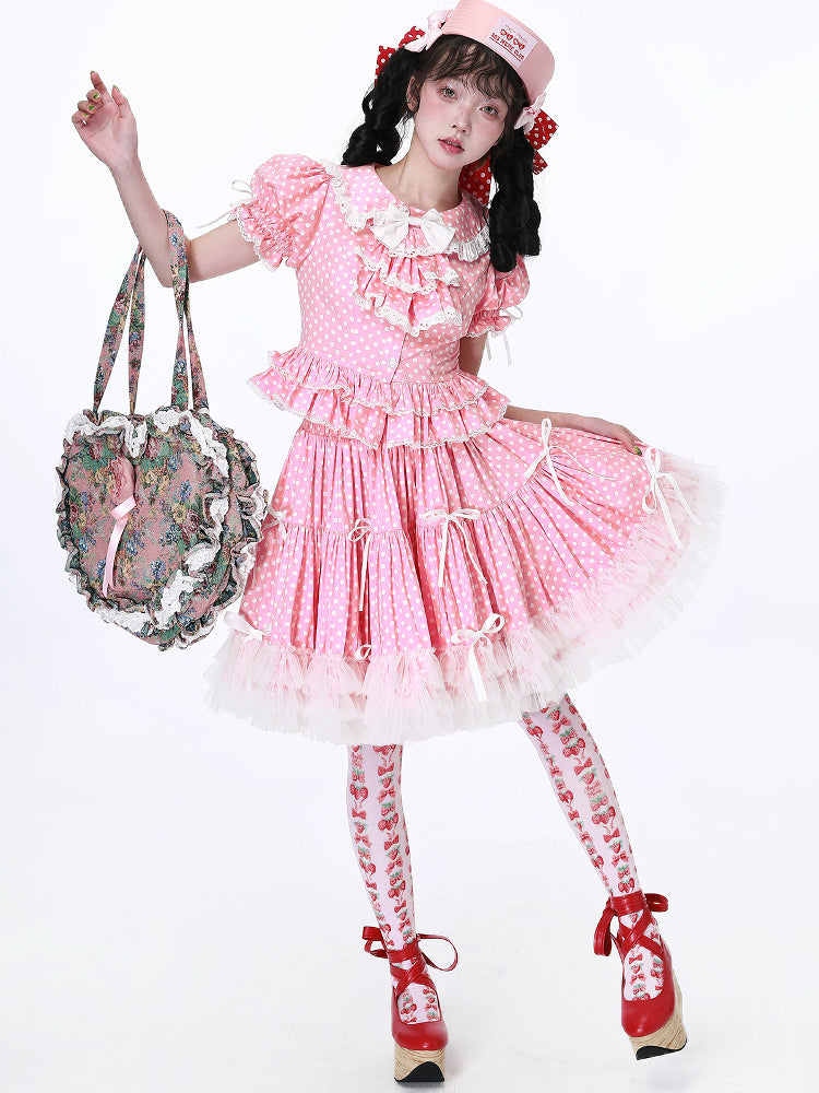 SOS MEME CLUB - Showa Pink Polka Dot Skirt skirt SOS MEME CLUB
