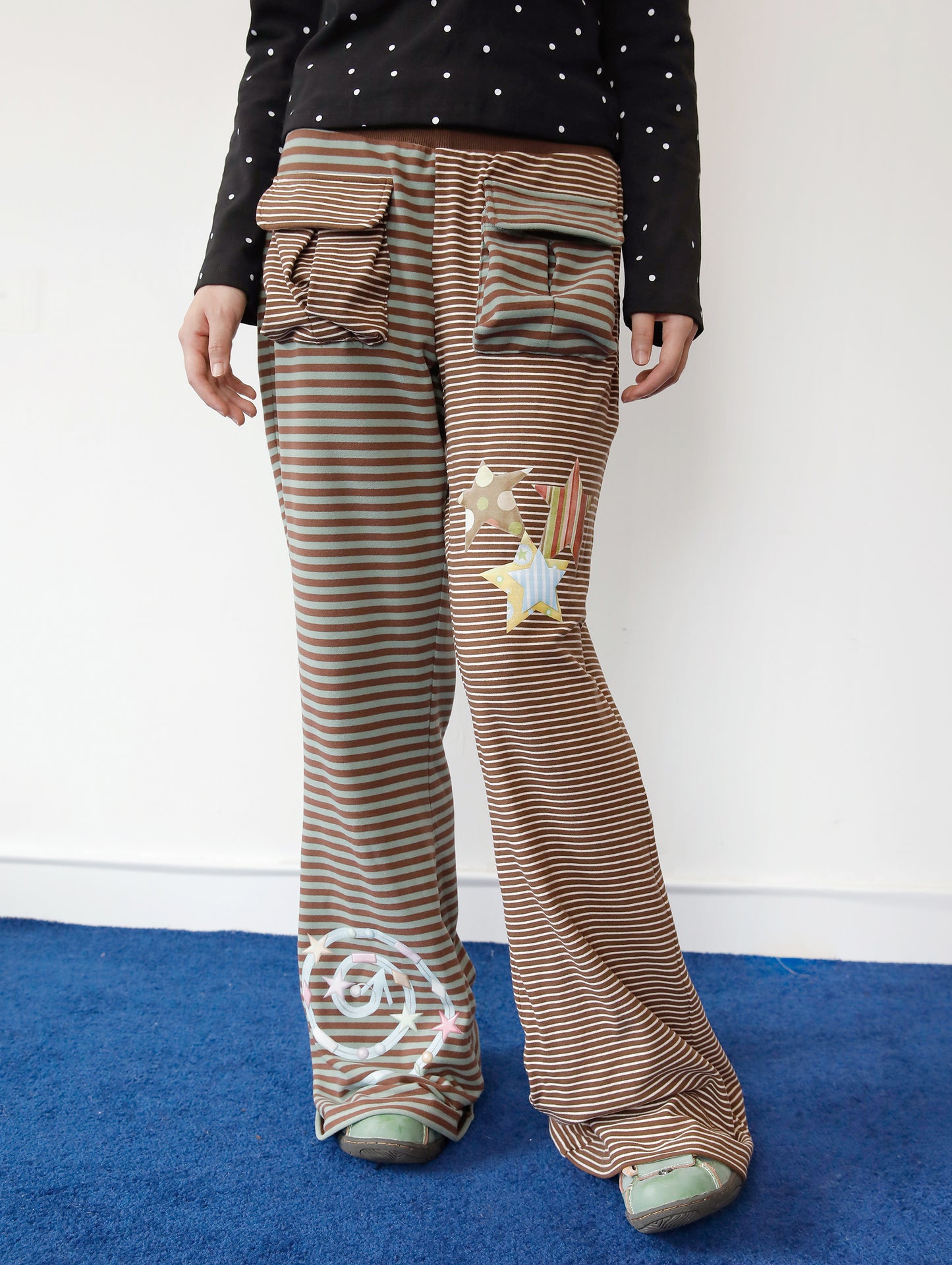 FRUITS - Kawaii Striped Patchwork Soft Casual Pants pants Fruits