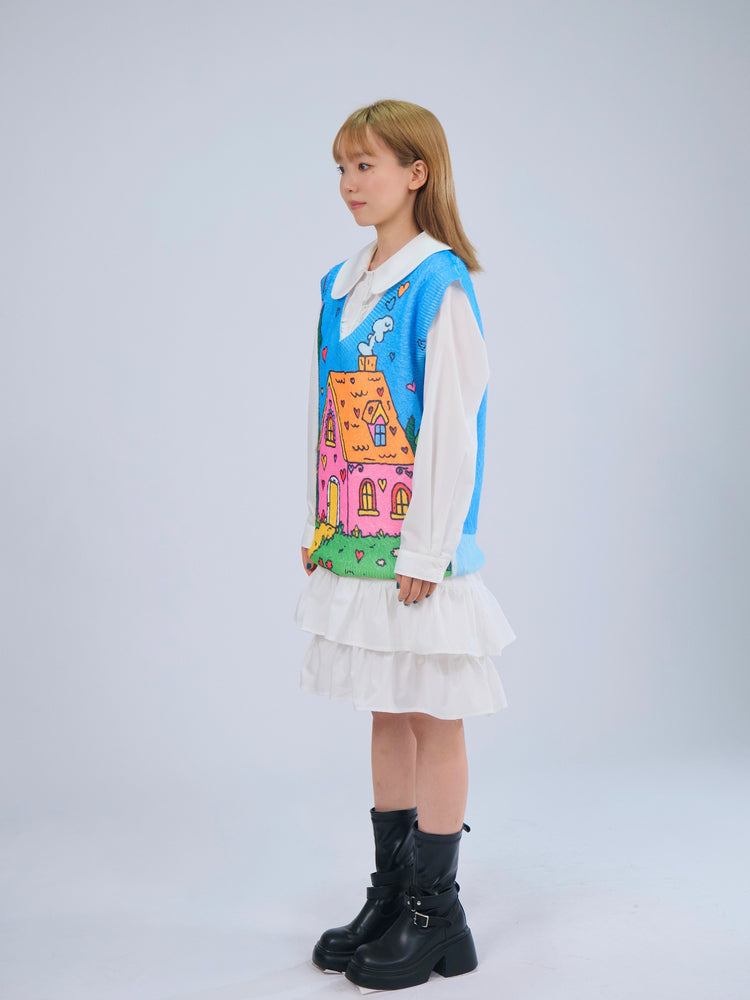 MeowMeow Bug - Kidcore Cat Girl Knit Vest Soft Fuzzy Sleeveless Top