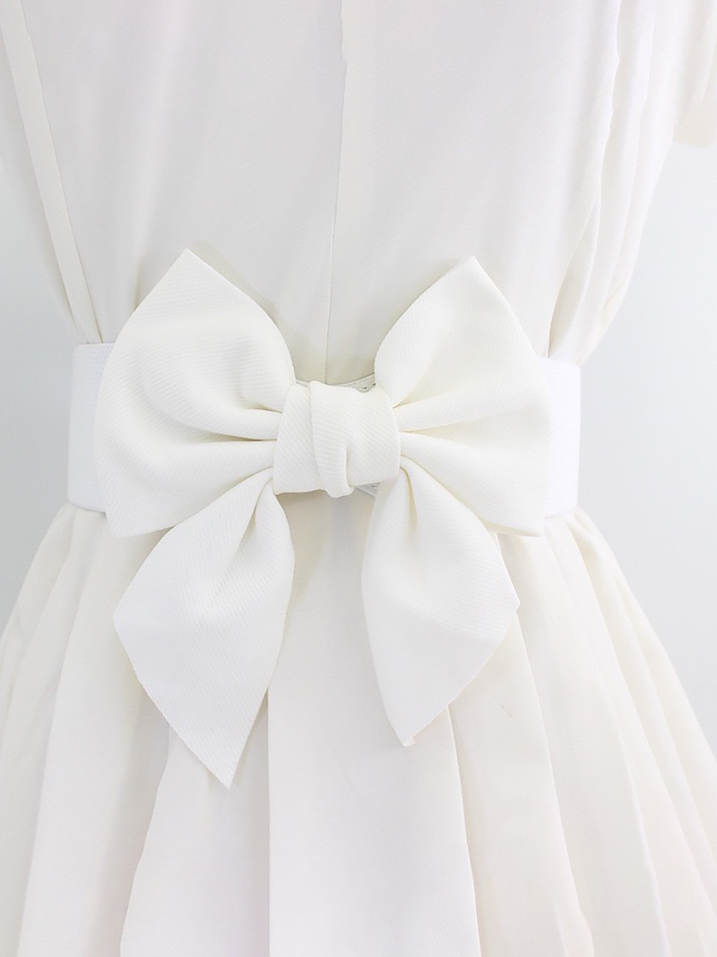 Nanjun Vintage - Sweet Bow Elastic Waist Belt accessory Nanjun Vintage White