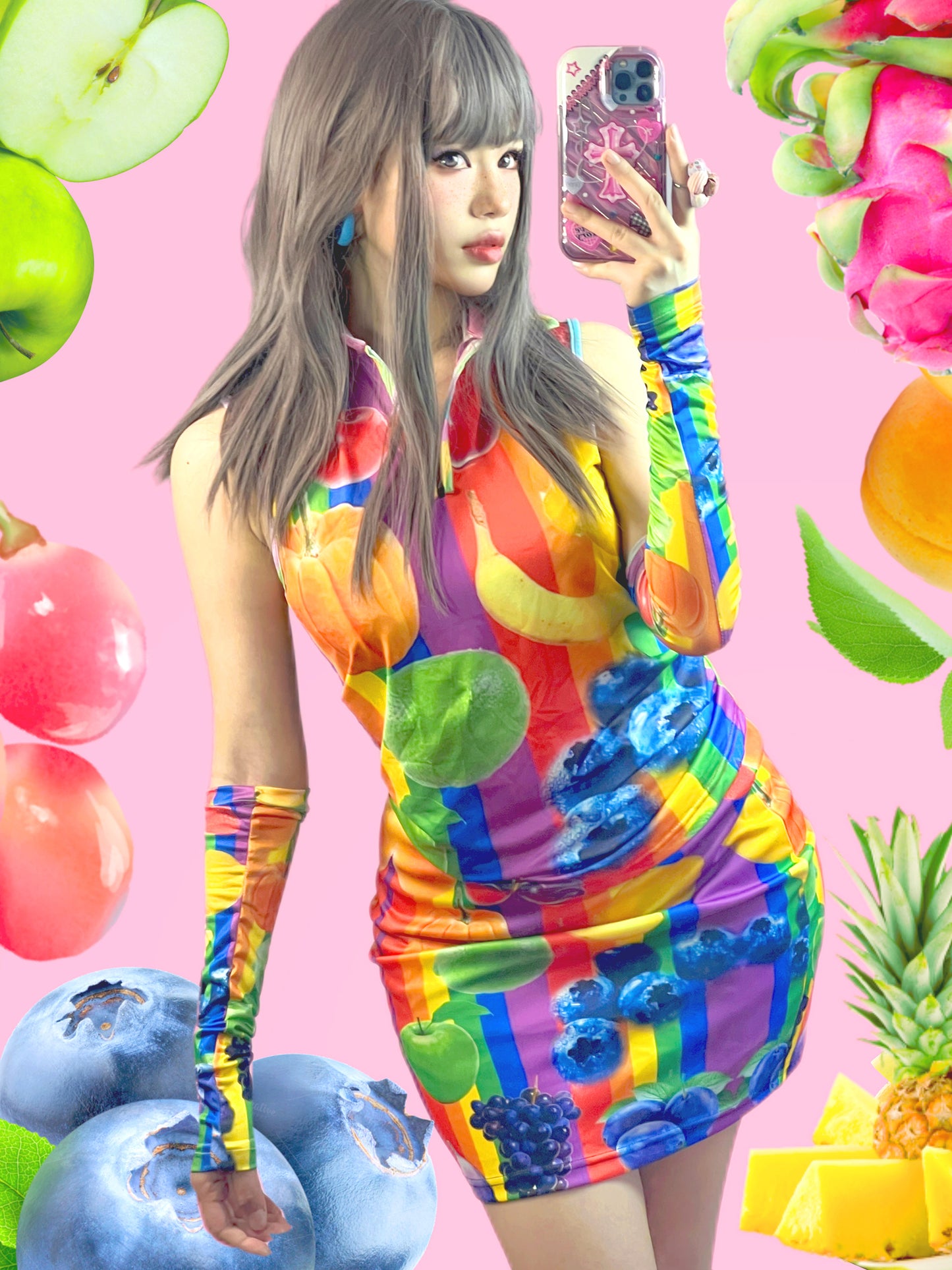 Harajuku Tank Top Skirt Set Fruits Print Set Summer Wear Set Sweet Spicy Set set Leerroo