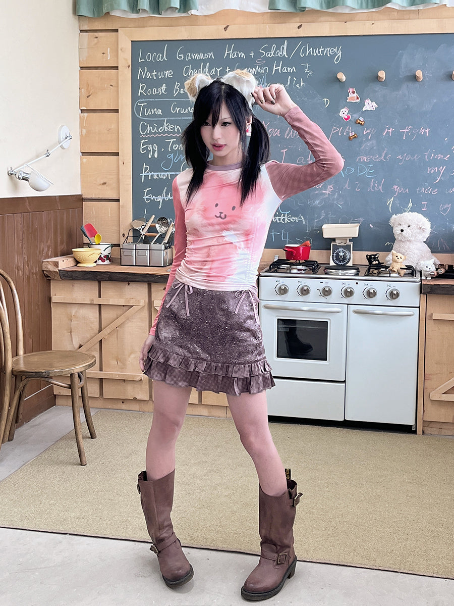 Hashtag DDD - Y2K Ruffle Hem Mini Skirt skirt Hashtag DDD