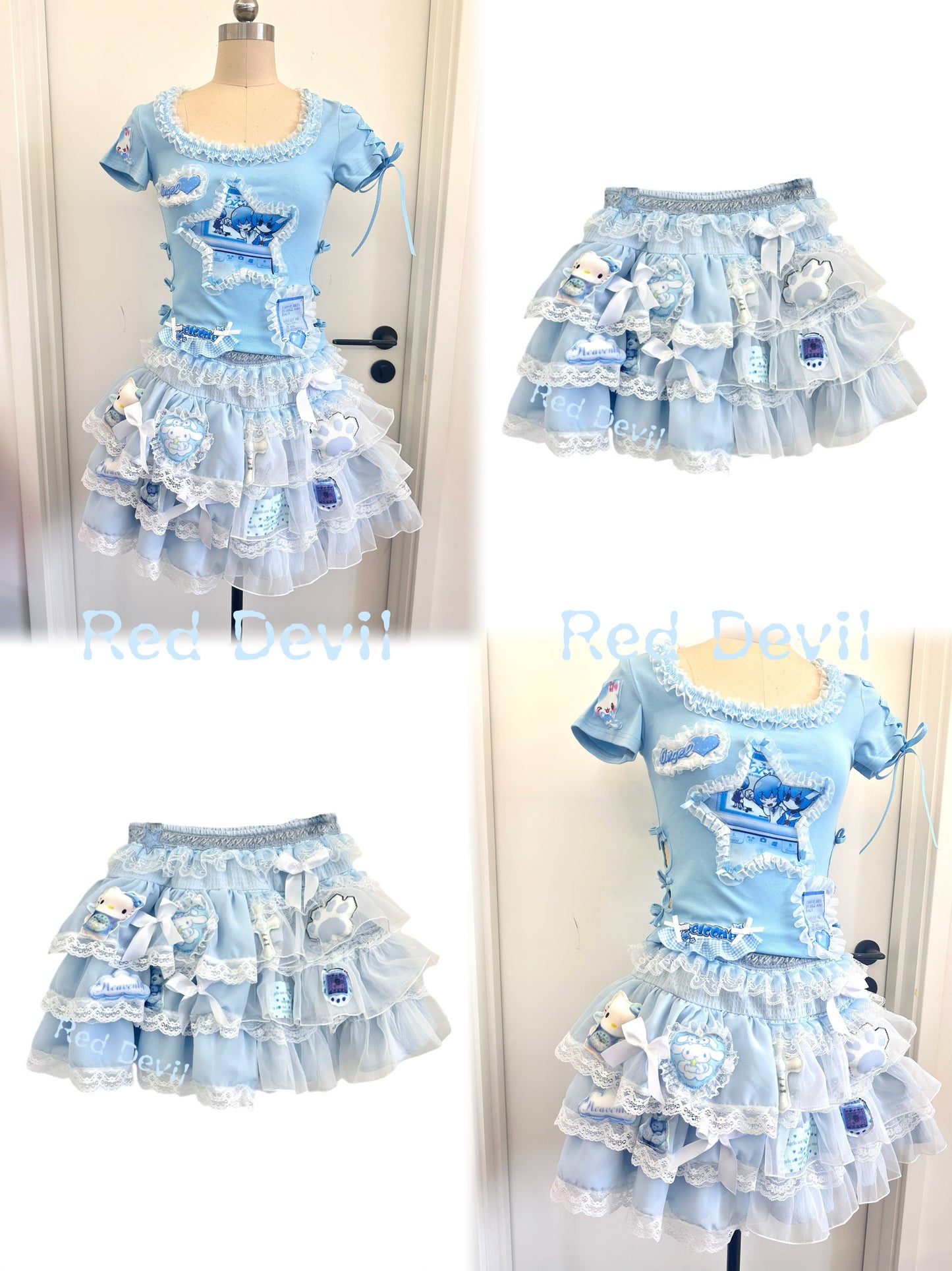 RedDevil Decora Skirt Spice Girl Sweet Puff Skirt Cute Gyaru Skirt skirt Red Devil