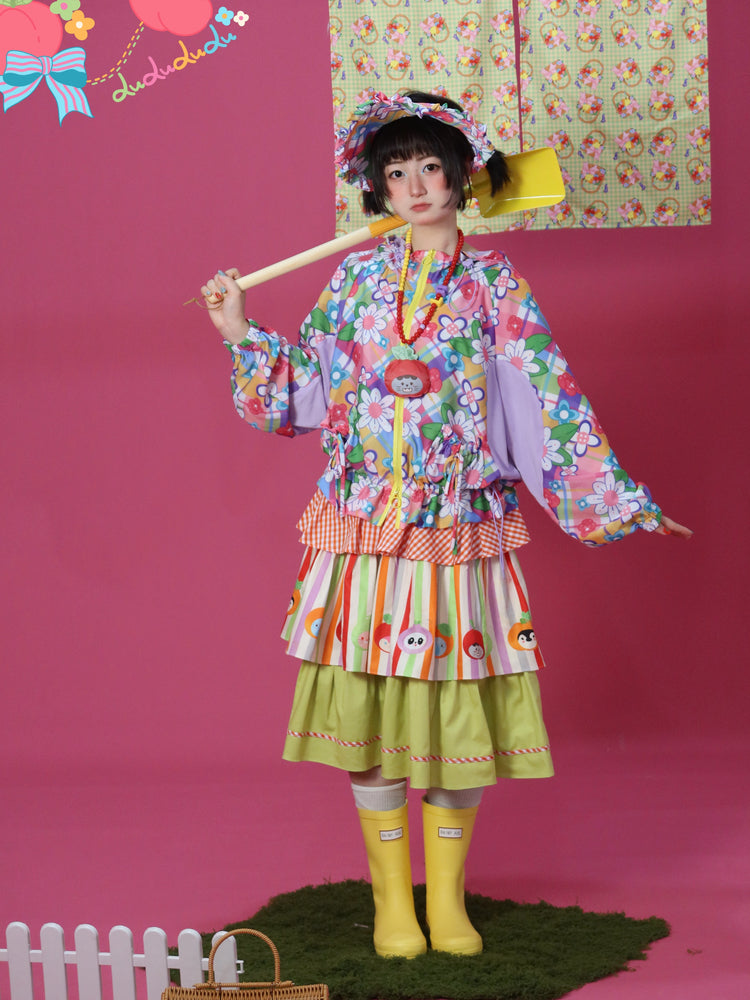 Decora Kei Tiered Skirt – Animal Print Colorblock skirt LULULULU