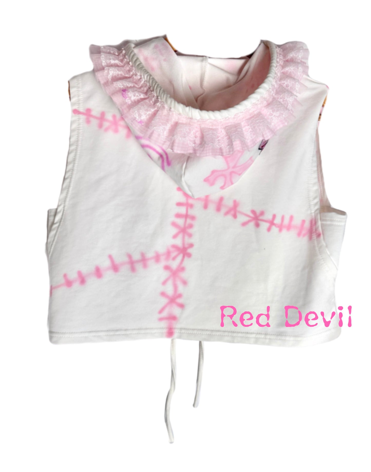 Red Devil - Decora Kei Lace Hooded Vest Top vest Red Devil