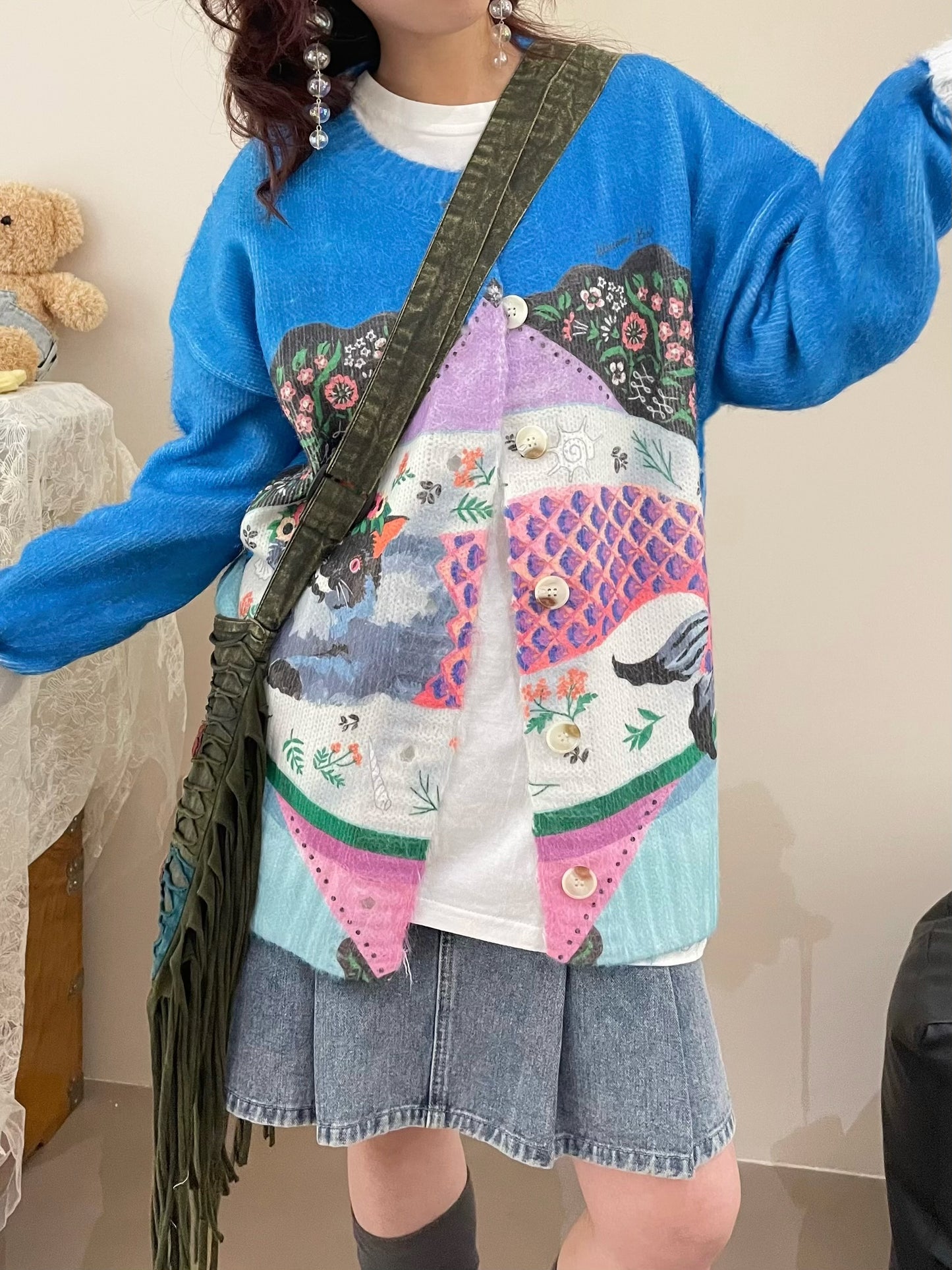 MeowMeow Bug - Kawaii Mermaid Cat Plush Cardigan Sweater cardigan MeowMeow Bug