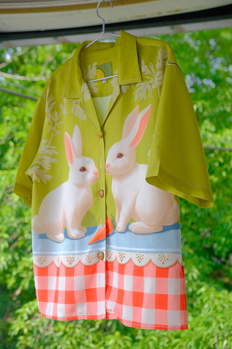 No Blue Today - Vintage Oil Painting Rabbit Check Shirt shirt No Blue Today