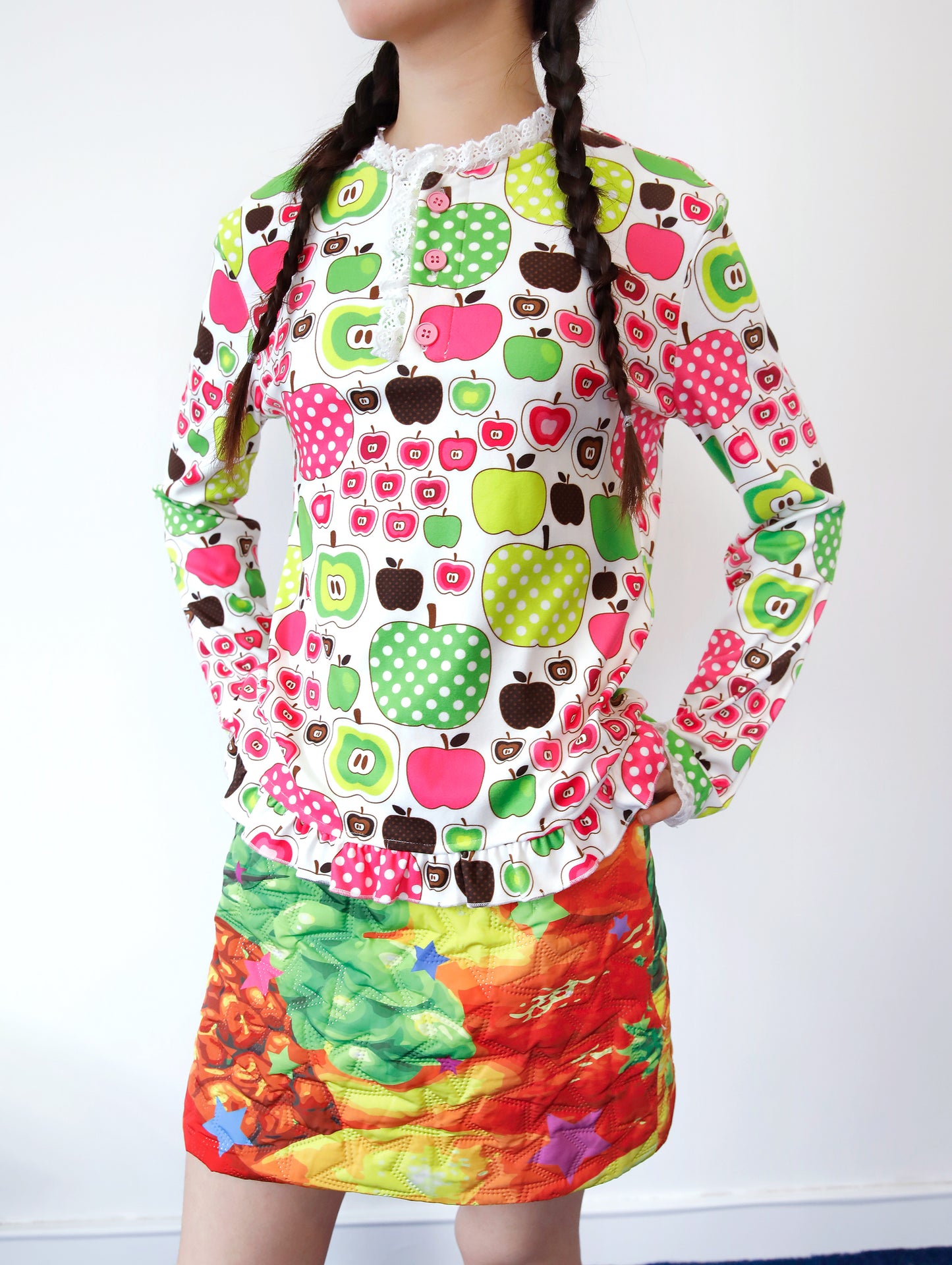 FRUITS - Kawaii Apple Polka Dot Lace Top shirt Fruits