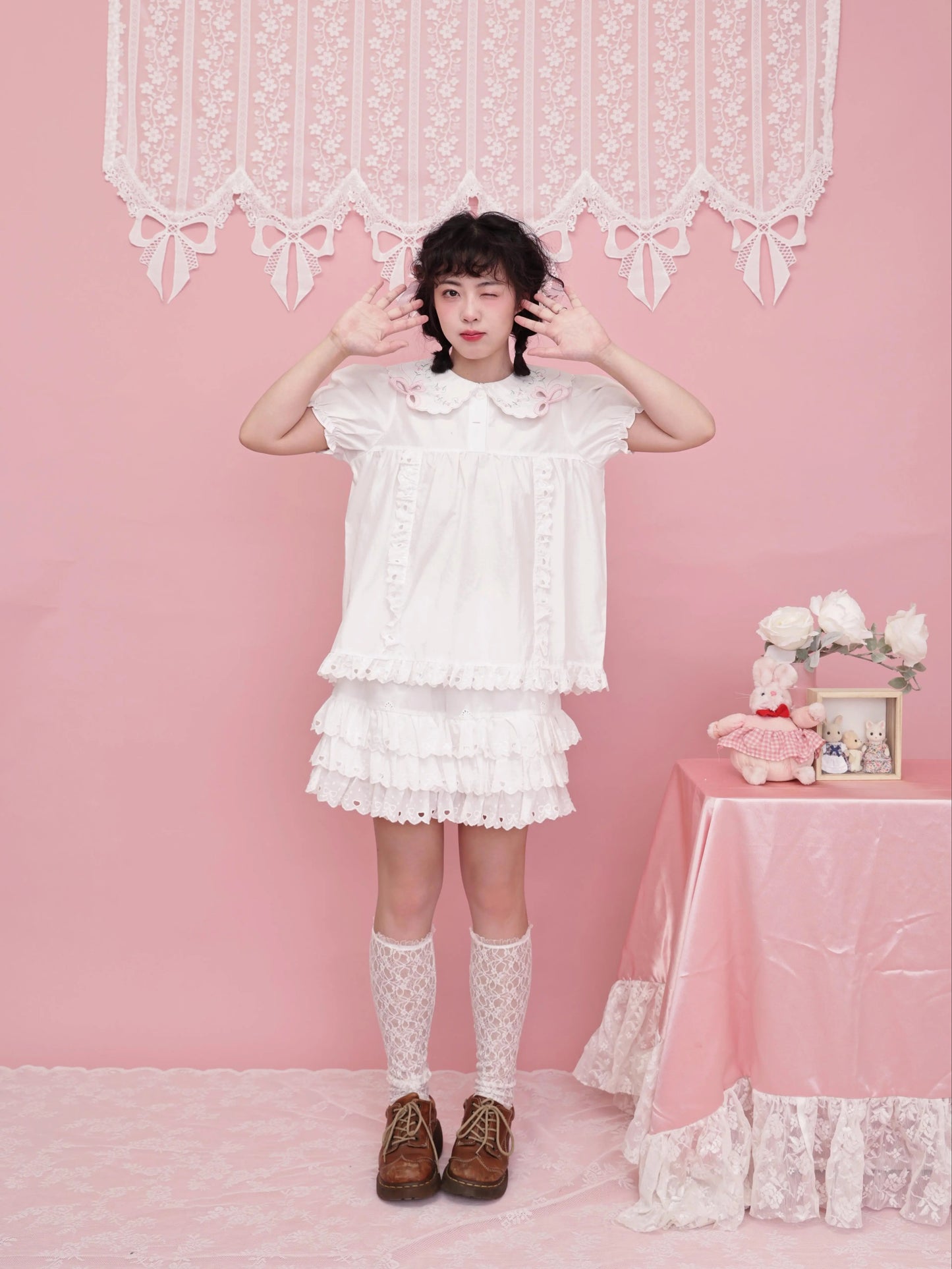 SemenCoicis – Vintage Butterfly Embroidered Blouse with Peter Pan Collar blouse SemenCoicis