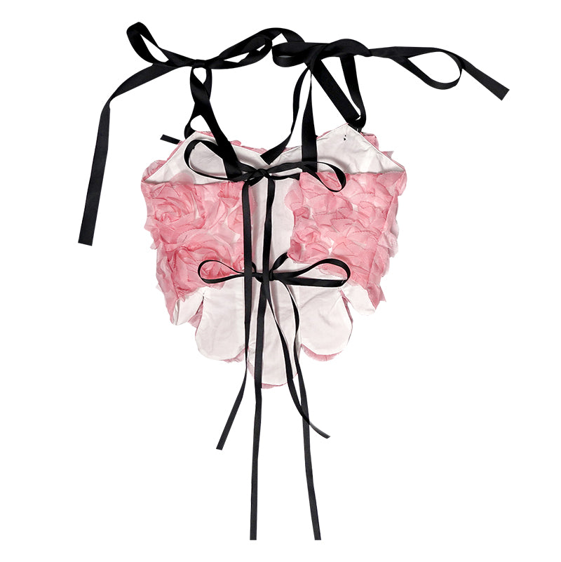 Daytoday Everyday Institute Harajuku Top Rose Jacquard Bow Tie Vest Waistcoat vest Land Decora