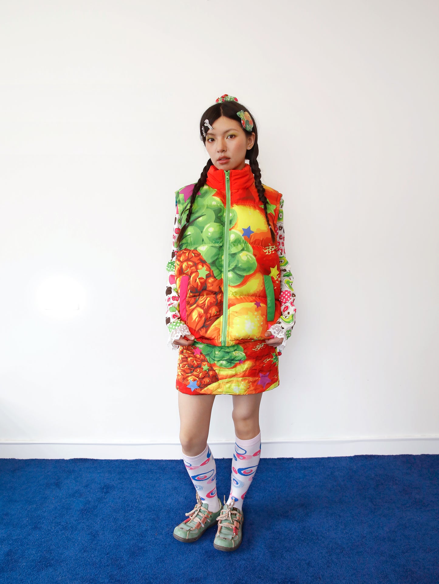 FRUITS - Kawaii Fruit Star Quilted Skirt skirt Fruits