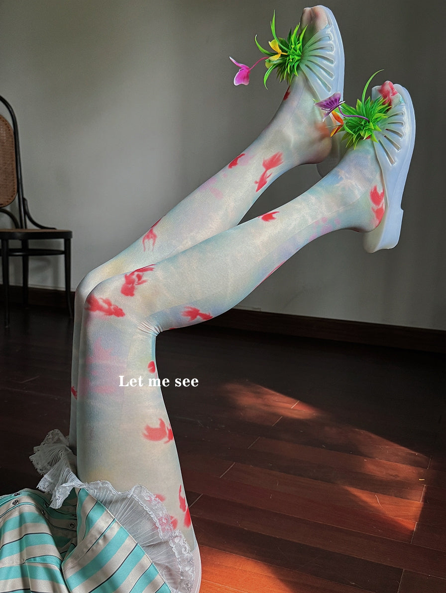 LET ME SEE Dream Core Tights | Goldfish Print Pantyhose tights let me see