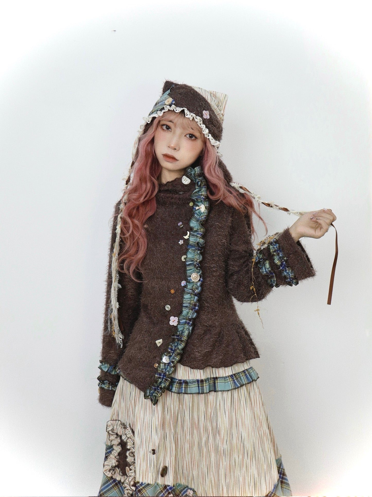 ShiChang Gothic Fairy Knit Top | Asymmetrical Punk Lace Flare Sleeve Sweater sweater ShiChang