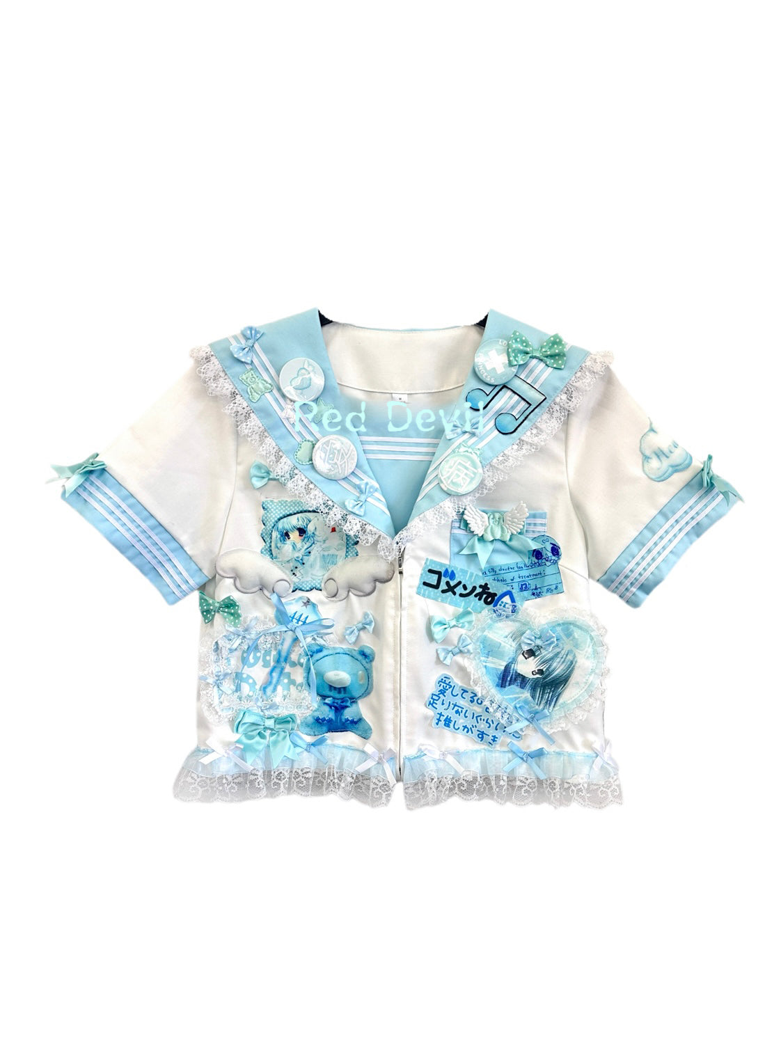 RedDevil - Decora Kei Mint Lace Sailor Dress Set set Red Devil Top Only S