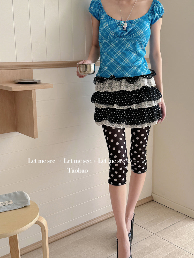 LET ME SEE Vintage Leggings | Polka Dot Mesh Capris | Y2K Sheer Stretch Leggings tights let me see