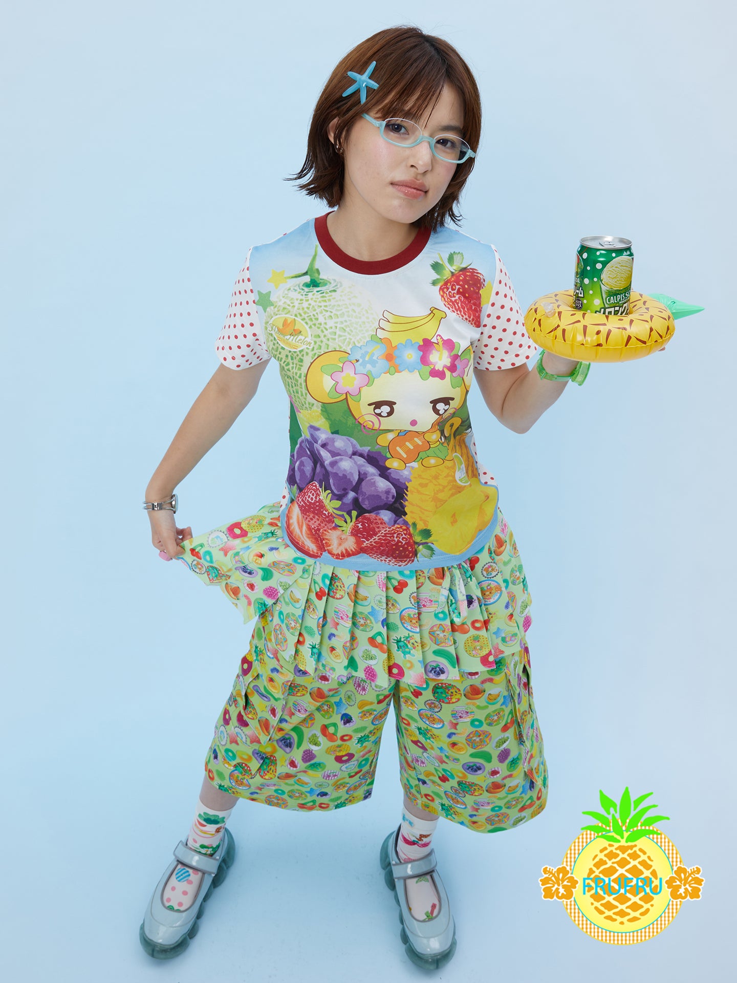 Frufru Monkey Print Cotton T-Shirt | Kawaii Cartoon Tee tshirt frufru