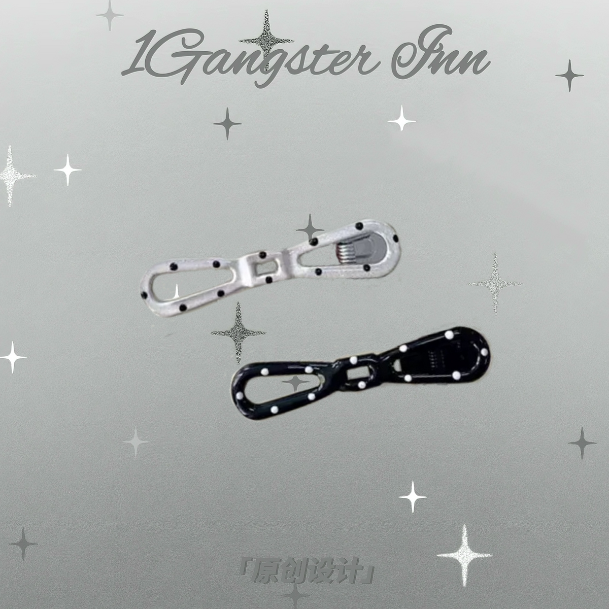 1Gangster Inn - Polka Dot Glitter Fishbone Hair Clips Set hair clip 1GASTERINN