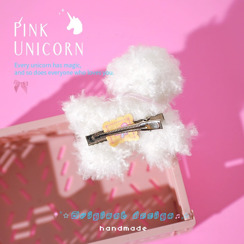 Pink Unicorn - Kawaii Fluffy Dog Hair Clip hair clip pink unicorn