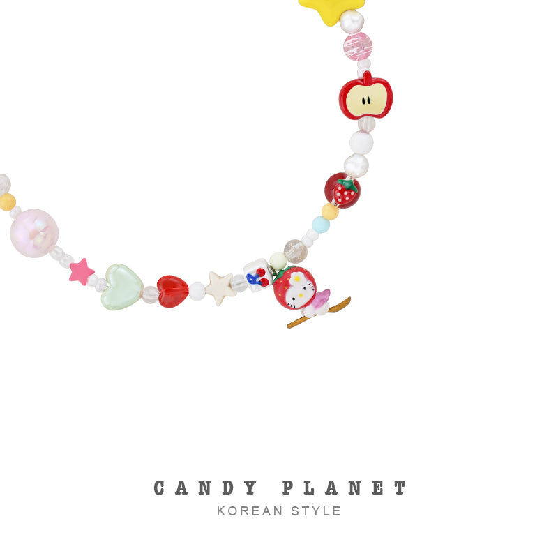 Candy Planet - Decora Kei Strawberry Kitty Beaded Necklace necklace candy planet