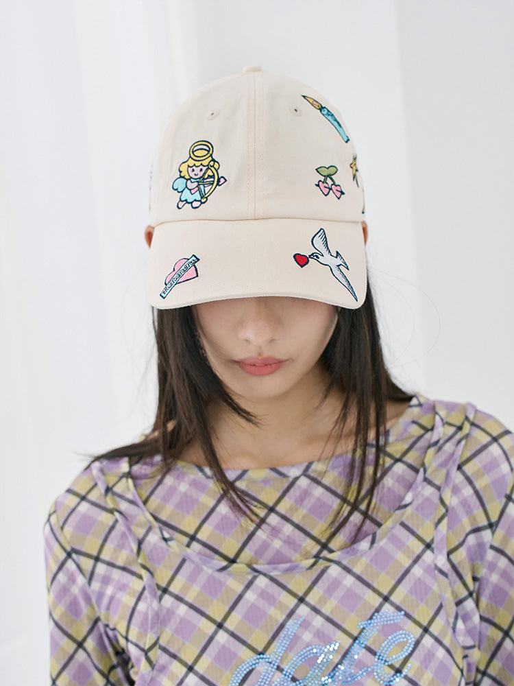 Harajuku Hat White Purple Hat Angel Pattern Hat Leisure Baseball Hat hat tntntutu