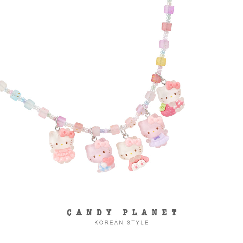 Candy Planet - Decora Kei Kitty Cartoon Pendant Beaded Necklace necklace candy planet