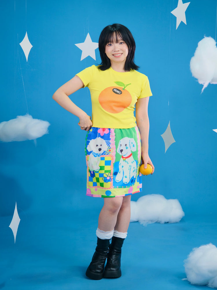 MeowMeow Bug - Decora Kei Orange Print Slim Fit T-Shirt tshirt MeowMeow Bug