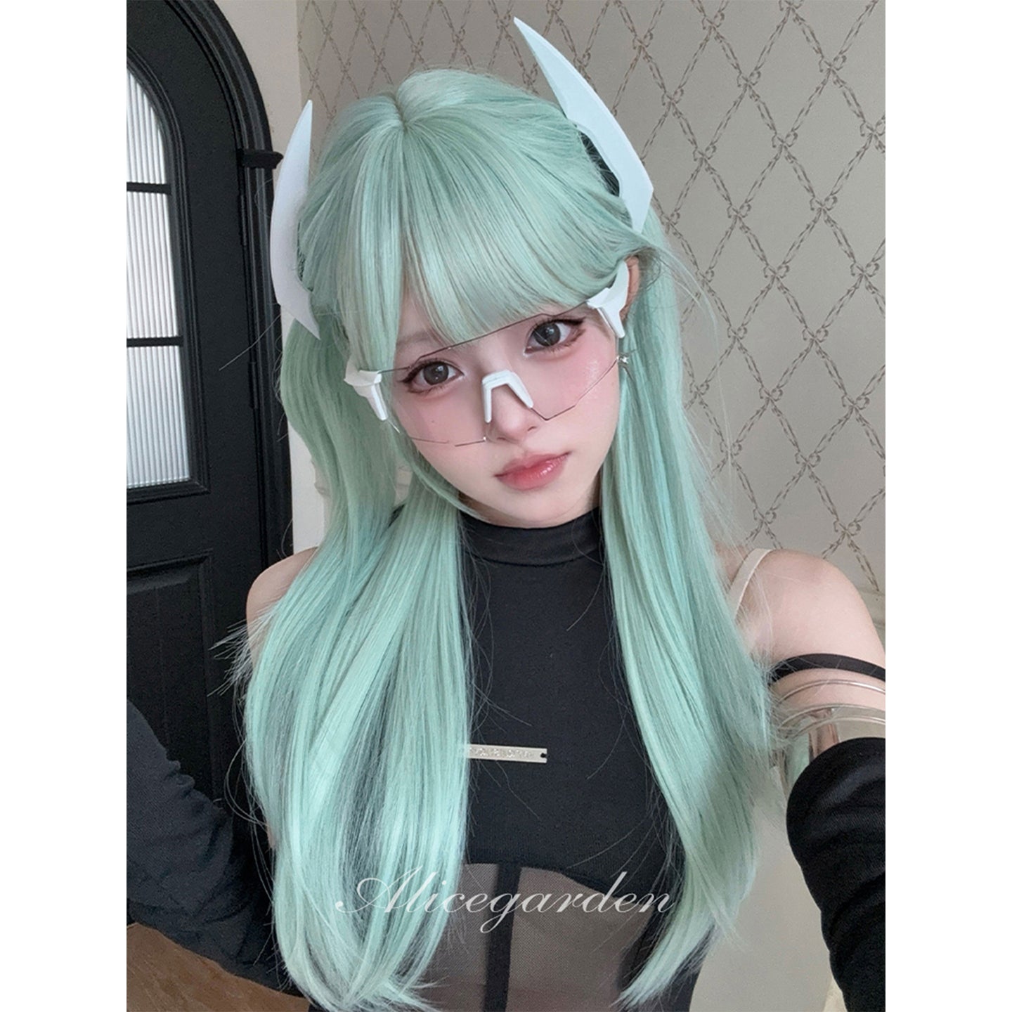Alice Girl - Mint Green Long Straight Wig JK Style Matte Pastel Hair wig Alice Garden