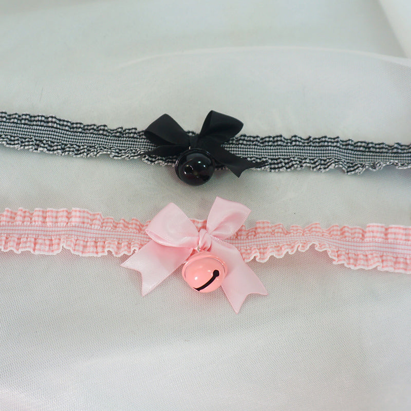 MaoJiang - Kawaii Plaid Bow Bell Choker necklace maojiang