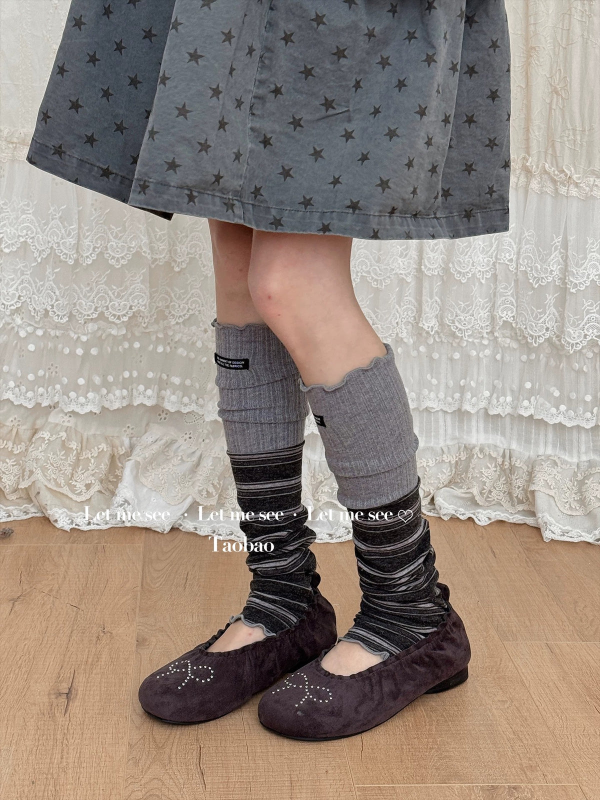 LET ME SEE - Colorblock Label Slouch Leg Warmers socks let me see