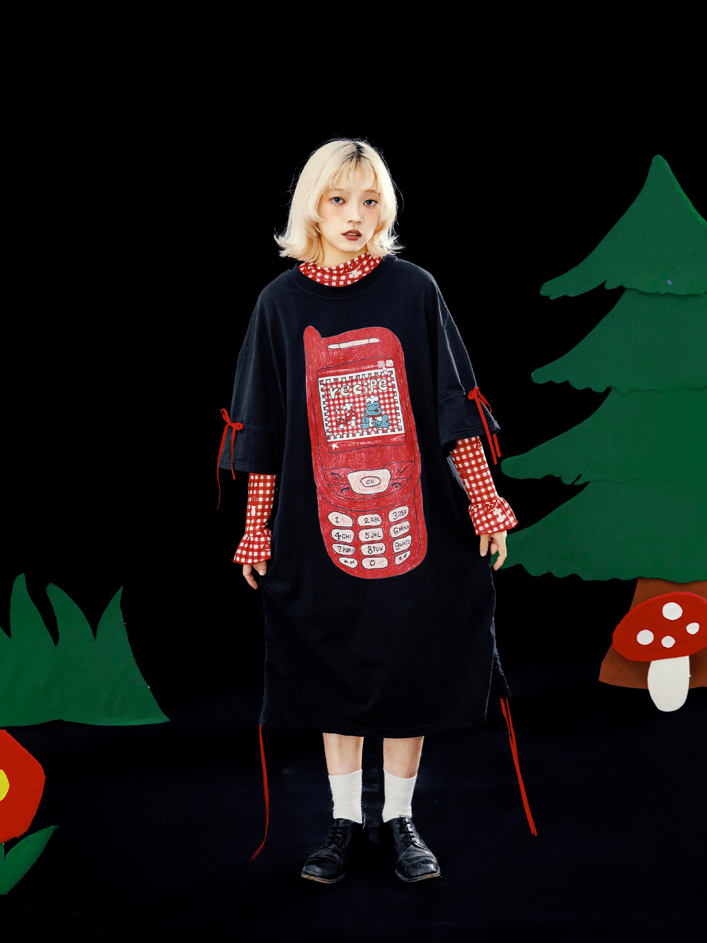 Meugler – Kawaii Oversized Phone Print Dress