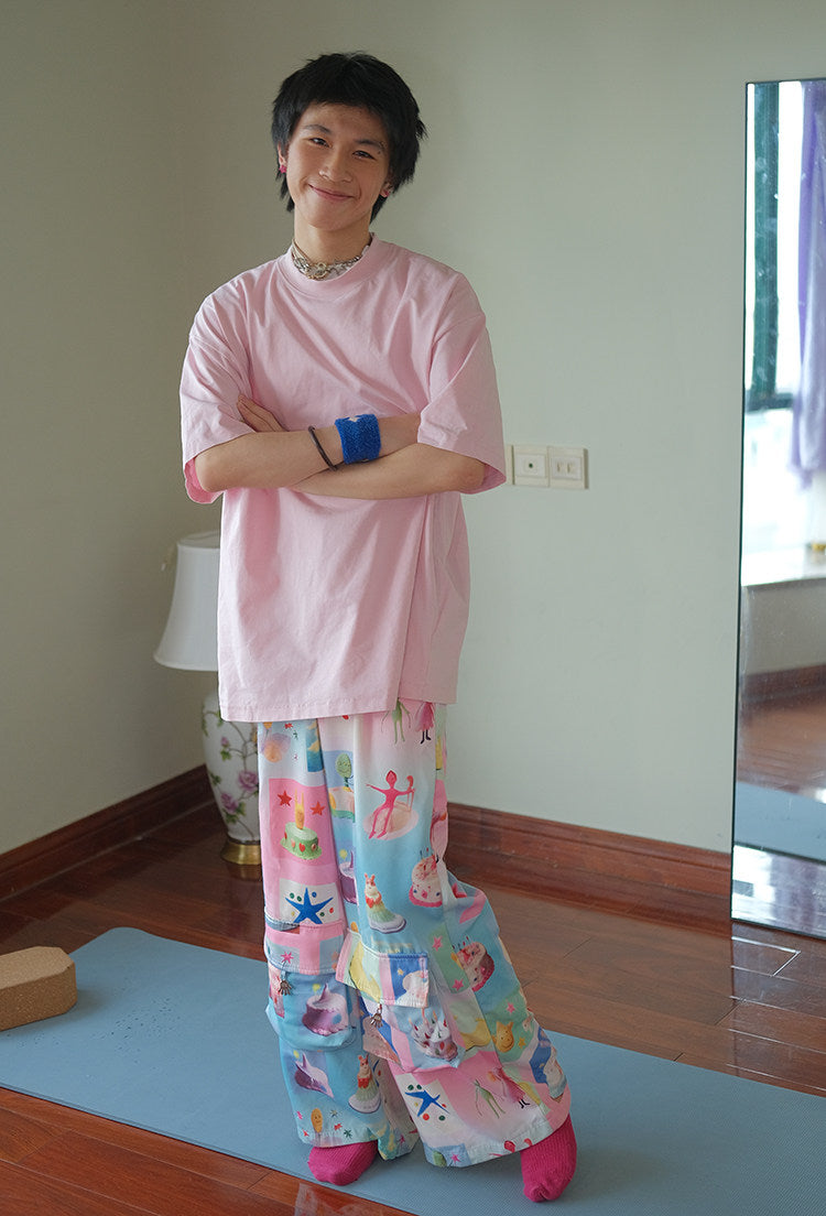 No Blue Today - Dream Cake Print Wide Leg Pants pants No Blue Today