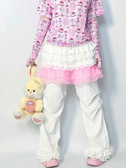 LEERROO Lace Wide-Leg Pants | Harajuku Cute Casual Trousers pants Leerroo