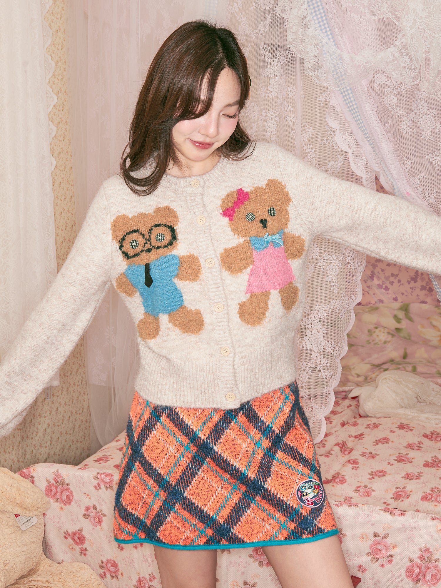 tntntutu - Two-Tone Plaid Knit Mini Skirt Kawaii Vintage skirt tntntutu
