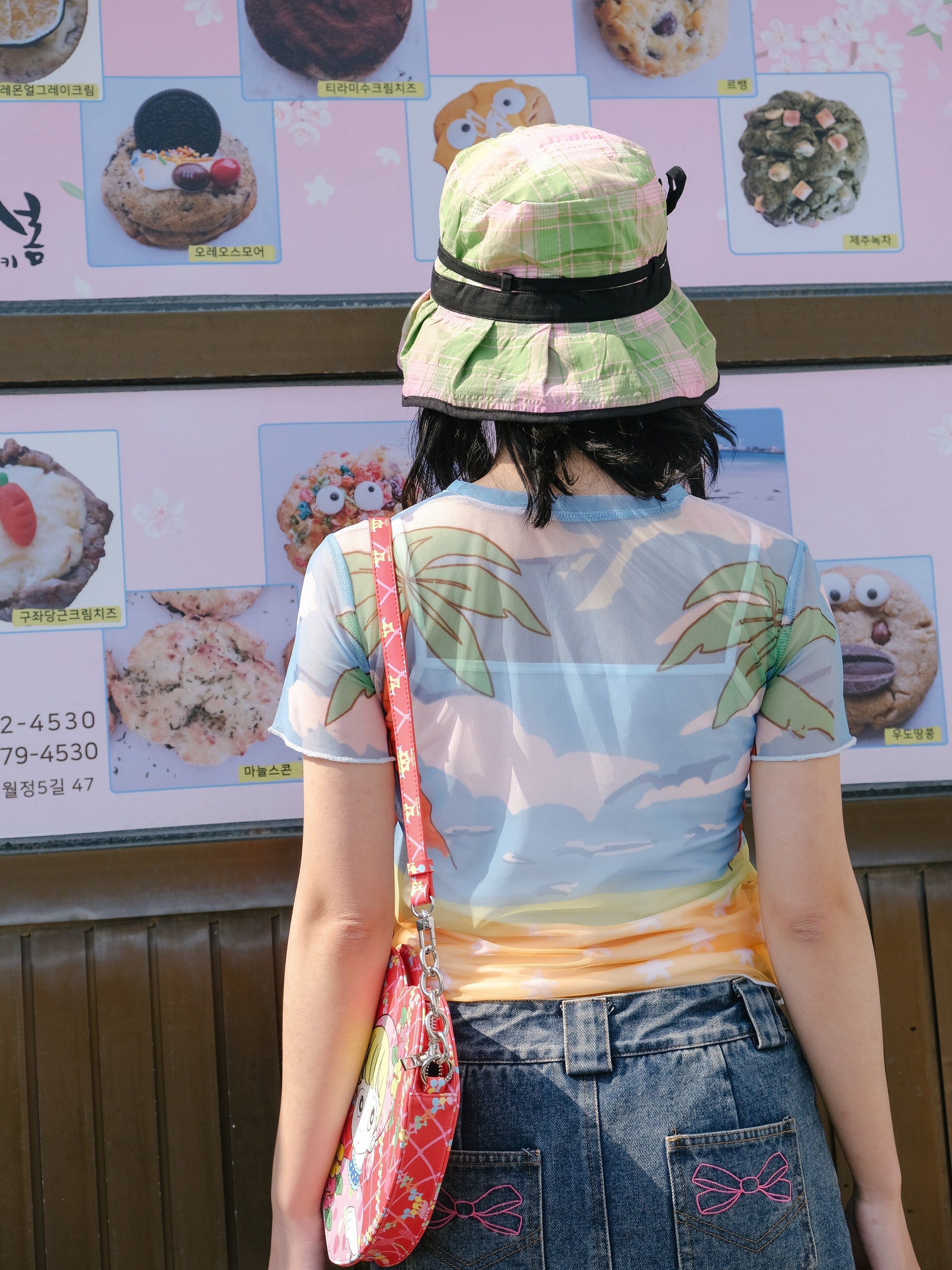 Harajuku T-shirt Palm Tree T-shirt Print Mesh T-shirt Short Sleeve T-shirt tshirt KaiXin hostel