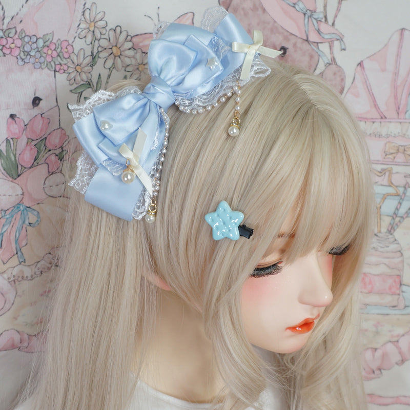 MaoJiang Lace Bow Pearl Hair Clip | Lolita Princess Headwear hair clip maojiang