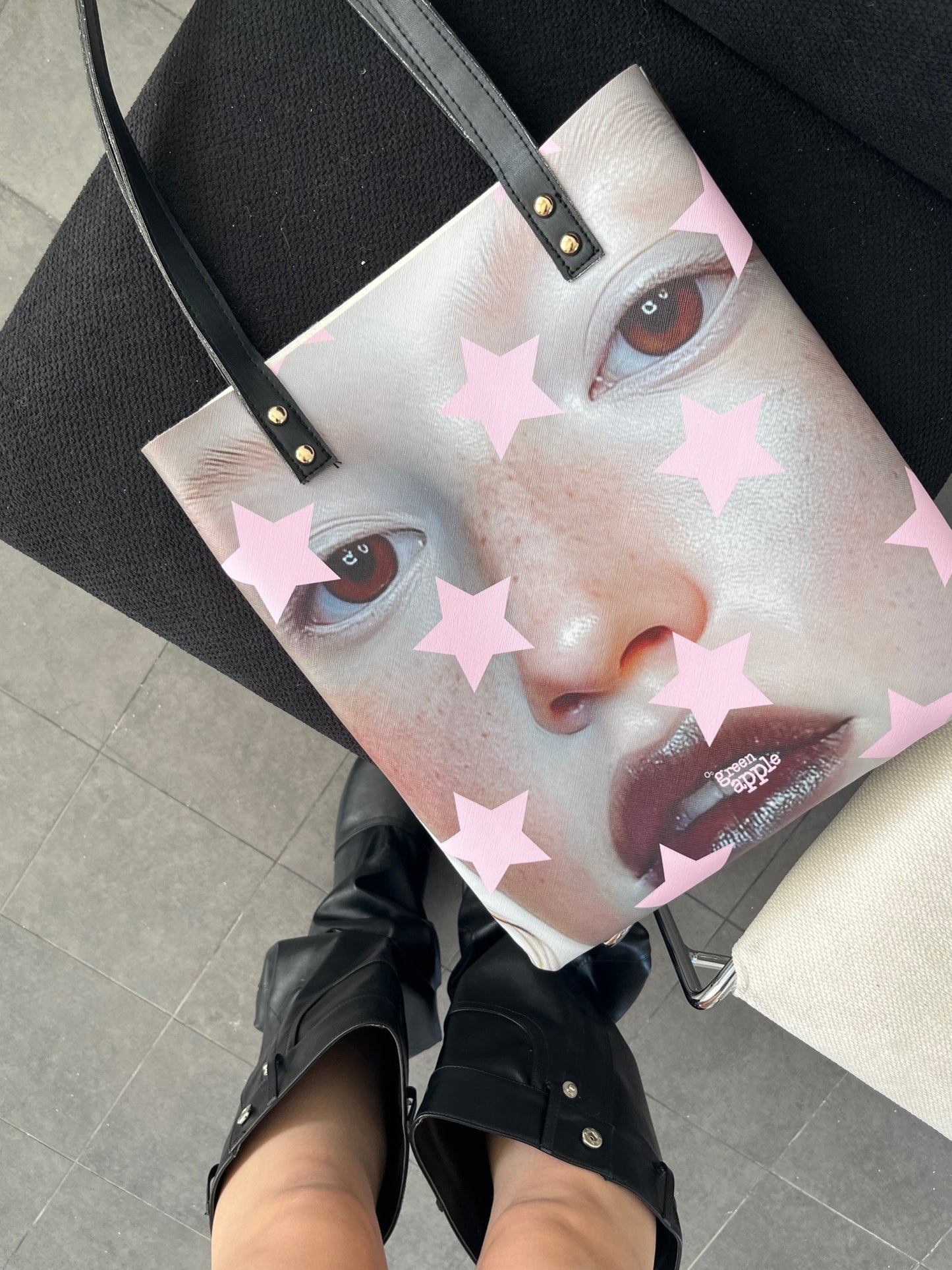 Oogreenapple - Star Print PU Shoulder Bag bag Oogreenapple