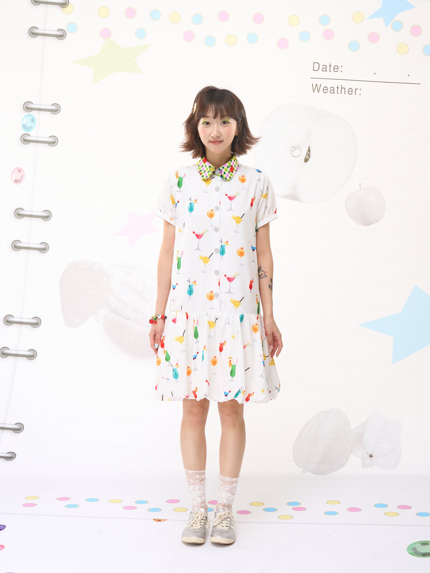 FRUITS Bubble Drink Summer Dress | Original Soda Shirt-Collar Dress dress Fruits