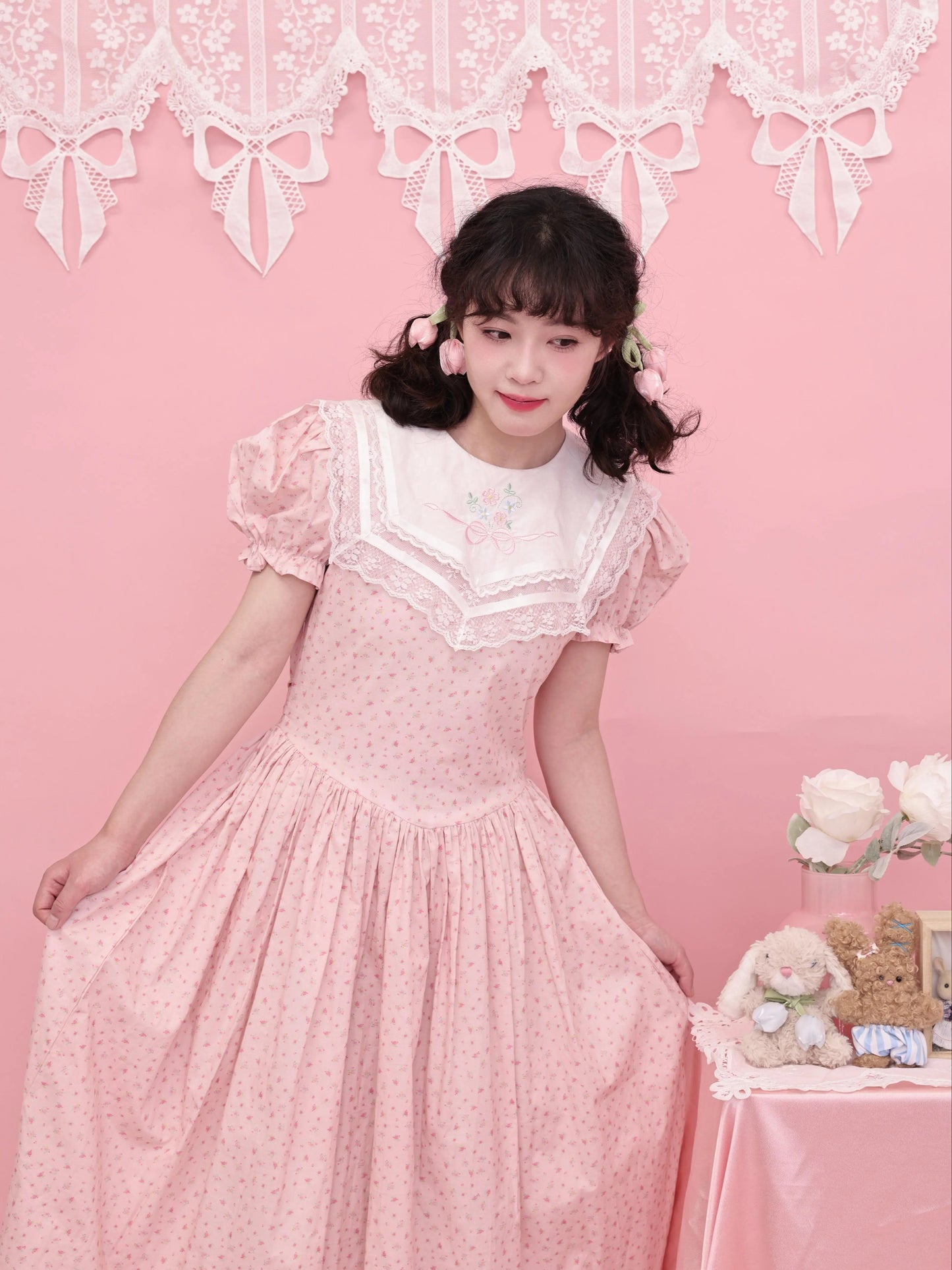 SemenCoicis - Kawaii Floral Sailor Dress dress SemenCoicis