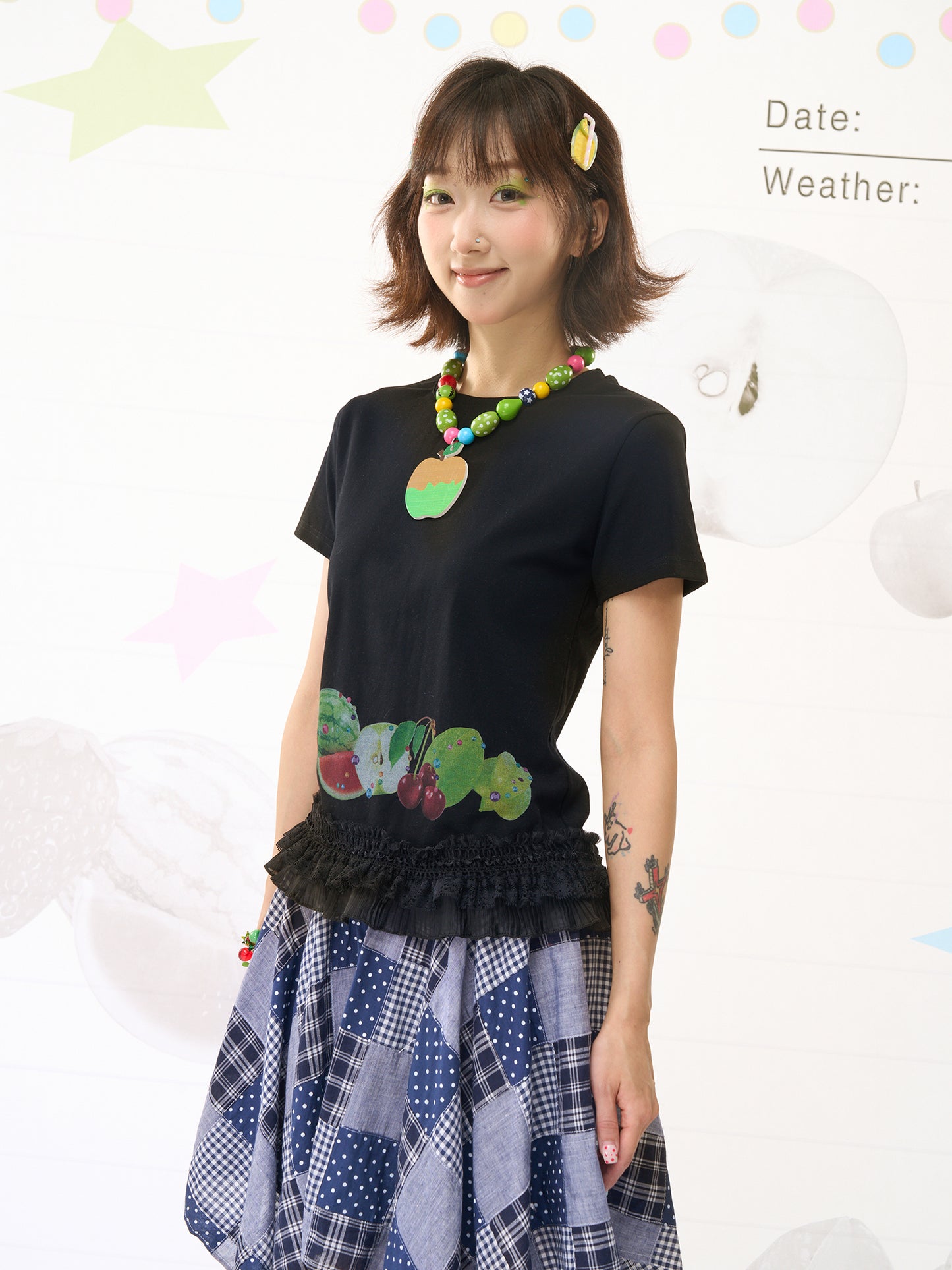 FRUITS “Sweet‑Dream” Black Lace‑Hem Series | T‑Shirt or Sleeveless Vest tshirt Fruits
