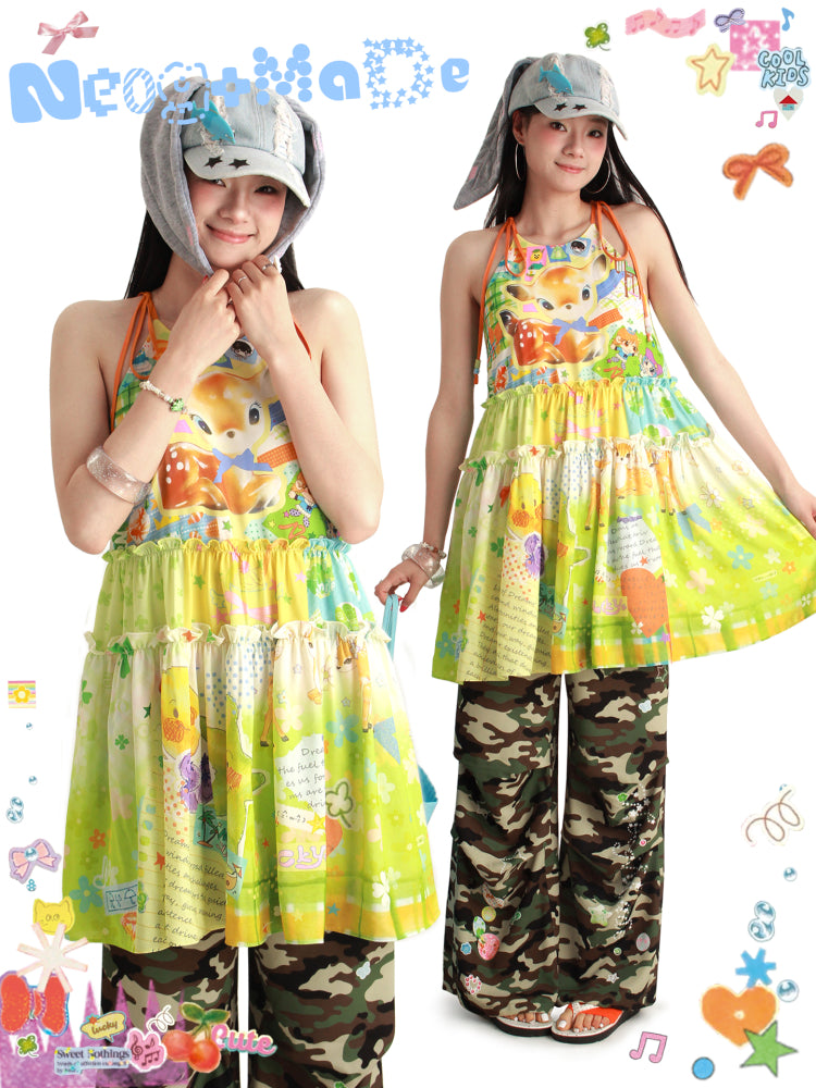 NeogoMade Halter Mini Dress | Sweet Holiday Style Dress | Ruffles and Bows Dress dress NeogoMade