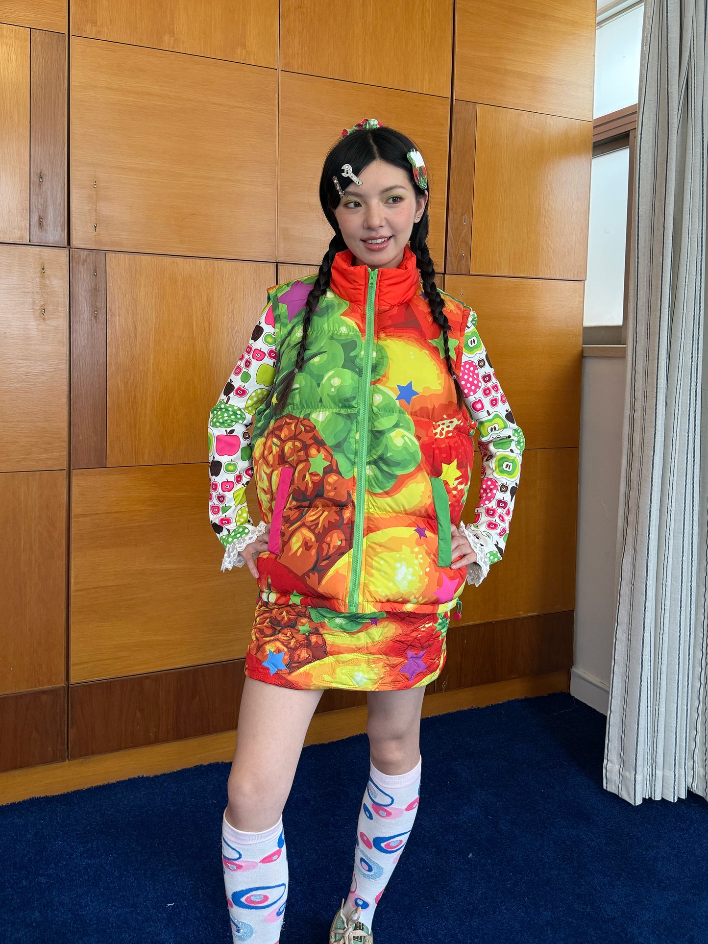 FRUITS - Kawaii Fruit Star Quilted Skirt skirt Fruits