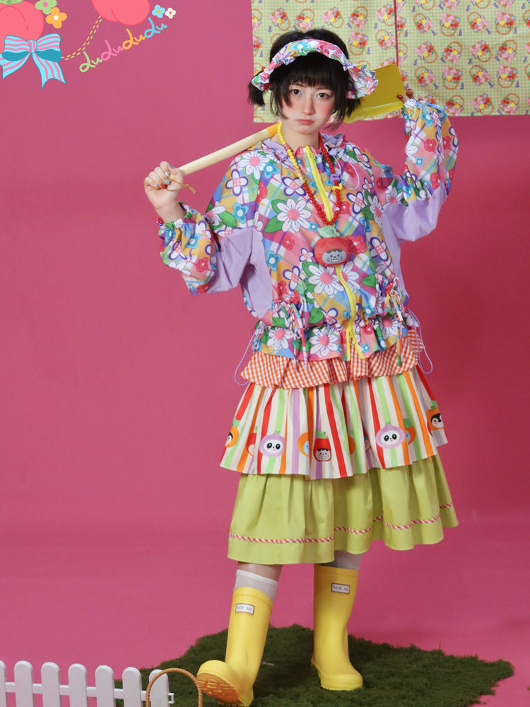 Decora Kei Tiered Skirt – Animal Print Colorblock skirt LULULULU