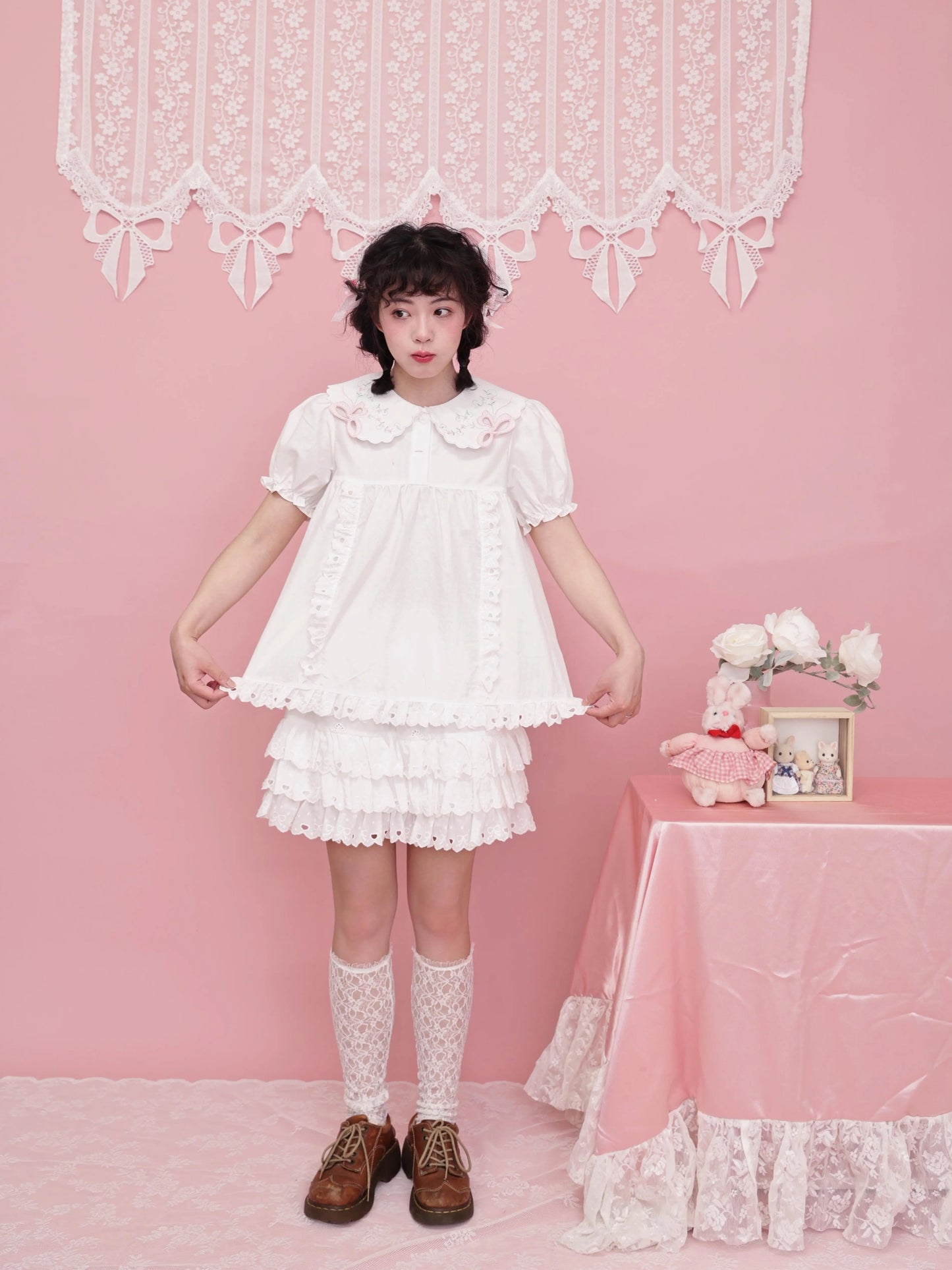 SemenCoicis – Vintage Butterfly Embroidered Blouse with Peter Pan Collar blouse SemenCoicis