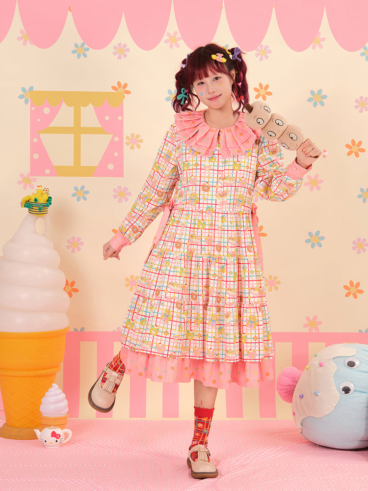 NIKKOU - Red Kawaii Removable Collar Dress dress Nikkou home