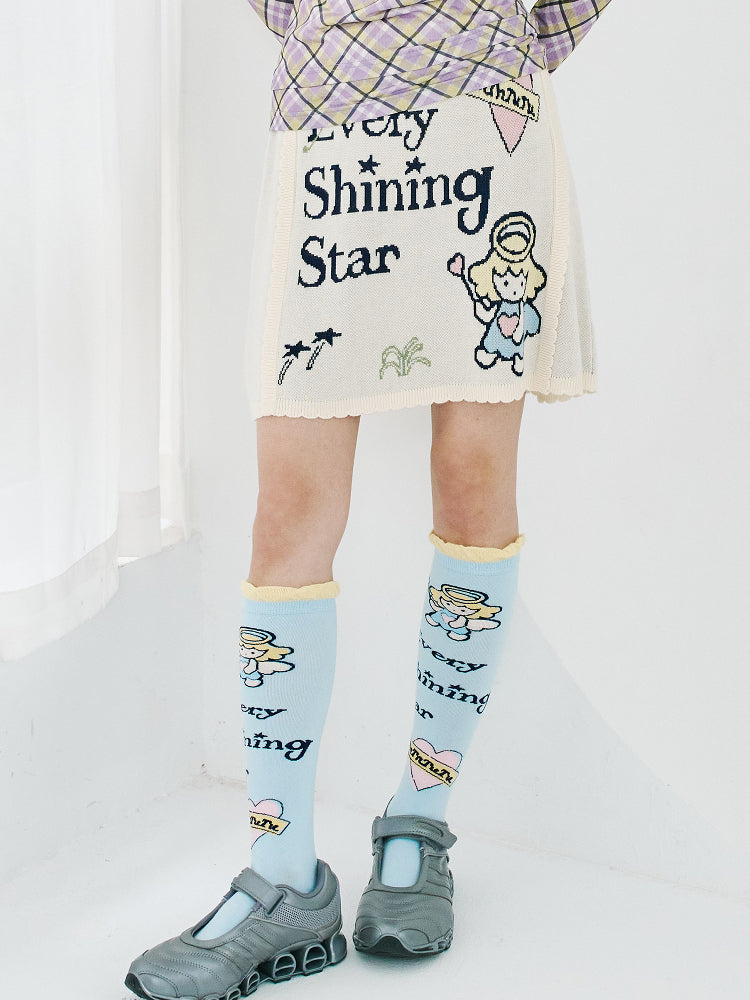 Harajuku Skirt Beige Skirt A-line Skirt Cute Angel Print Skirt skirt tntntutu