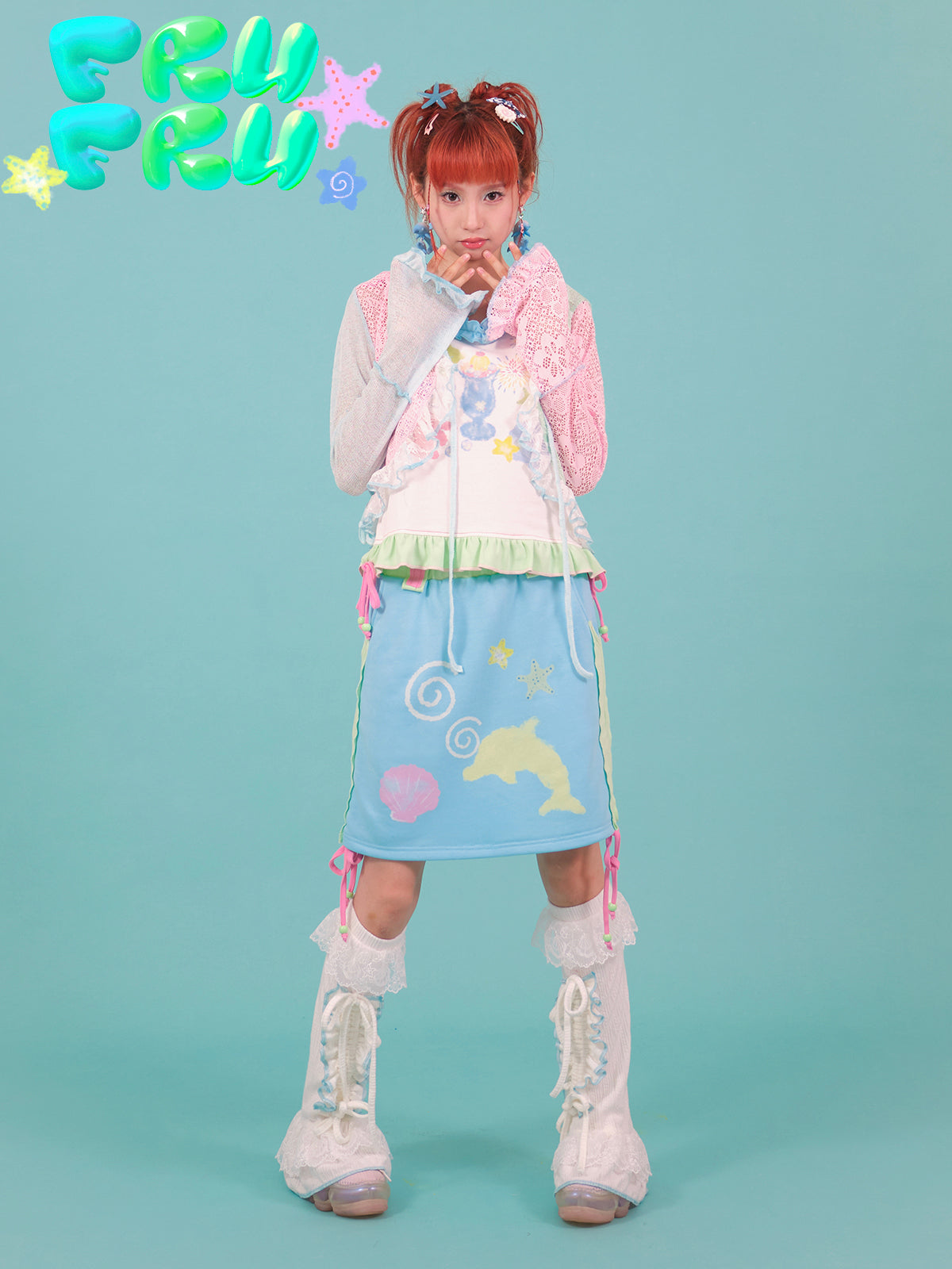 frufru Blue Dolphin | Skirt Decora Mini Skirt | Y2K Skater Skirt skirt frufru