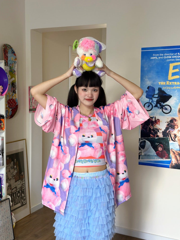 Decora Kei Cover-Up Jacket – Oversize Pink shirt bunnybunnygun