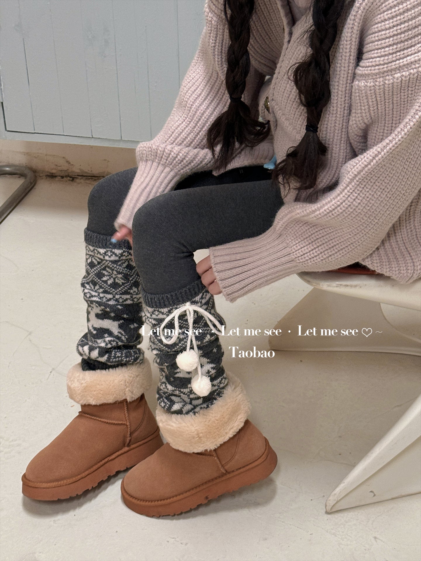 LET ME SEE - Snowflake Knit Wool-Look Christmas Leg Warmers leg warmmers let me see